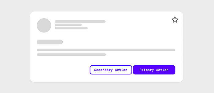 card showing a primary button on the right and secondary on the left