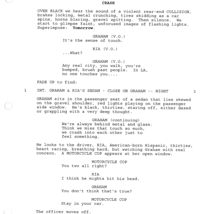Page One “Crash” (2004) Go Into The Story