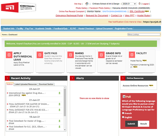 Chitkara Chalkpad Dashboard Picture