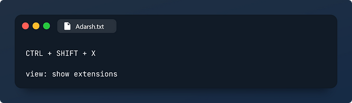 Go to Extensions Tab