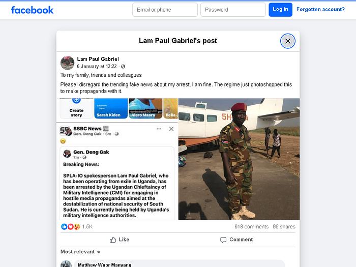 A screen grab of the photo shared by Lam Paul Gabriel