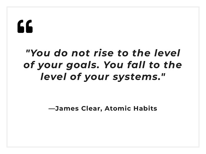 James Clear quote on systems