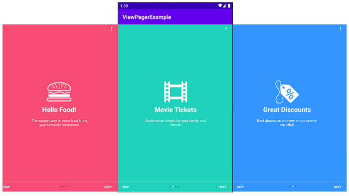 a viewpager2 holding 3 fragment