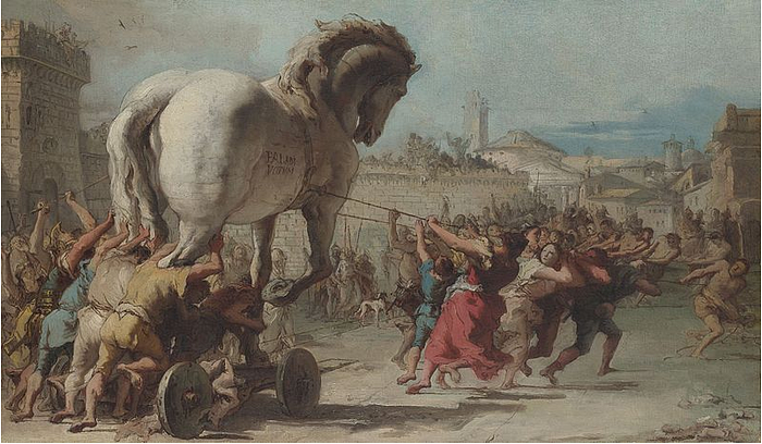 Domenico Tiepolo — The Procession of the Trojan Horse in Troy, 1760