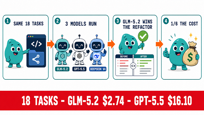 I Tested GLM-5.2 vs GPT-5.5 vs DeepSeek V4 on 18 Coding Tasks — The Open One Won at One-Sixth the Cost