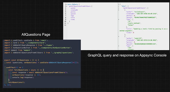 Frontend code that requests the given appsync response