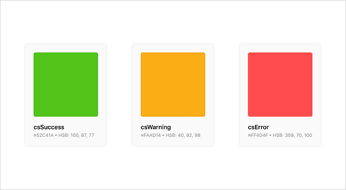 Example of functional colors defined in Figma