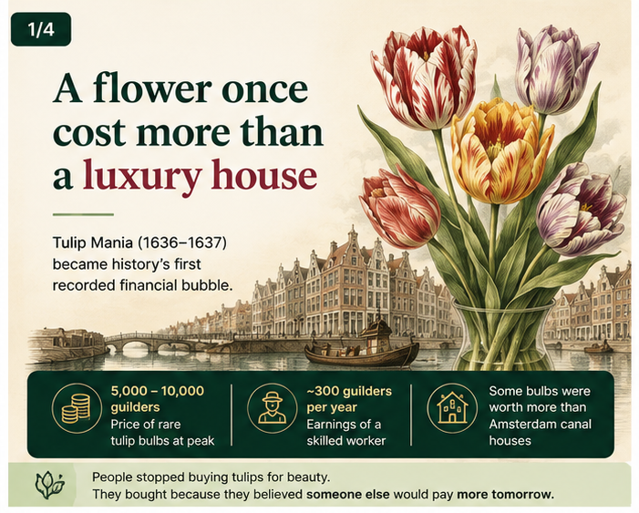 In the 1630s, people in the Netherlands were paying the price of a house… for a flower bulb.