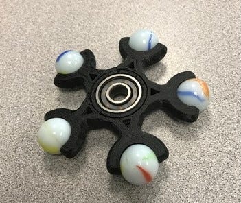 WHITE NINJA Fidget 3D Printed Hand Spinner With Red Steel Bearings _ EDC -  USA