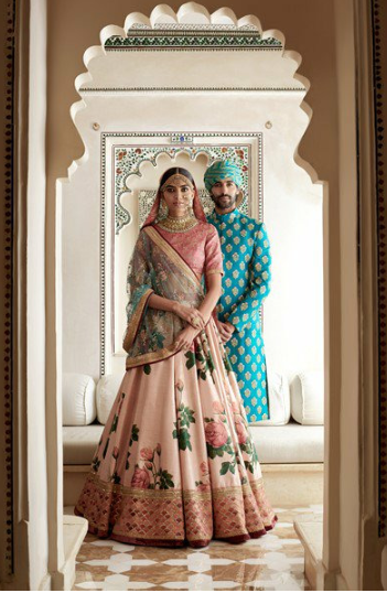 Sabyasachi pink floral lehenga cheap