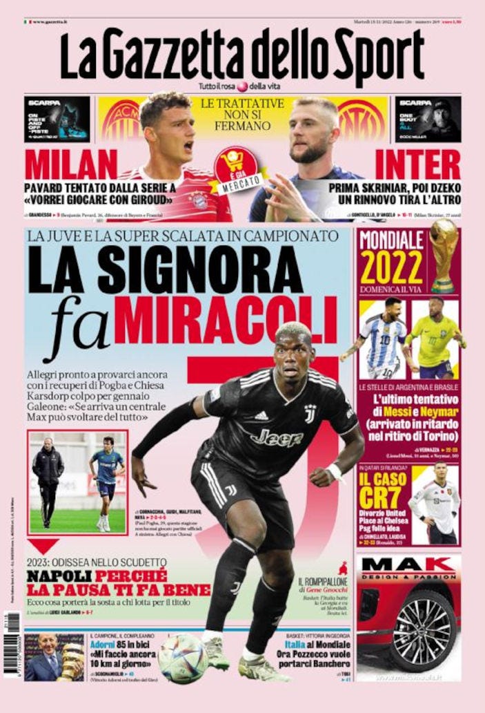 Today’s Papers — Juve wonders, Lucio remaining at Napoli