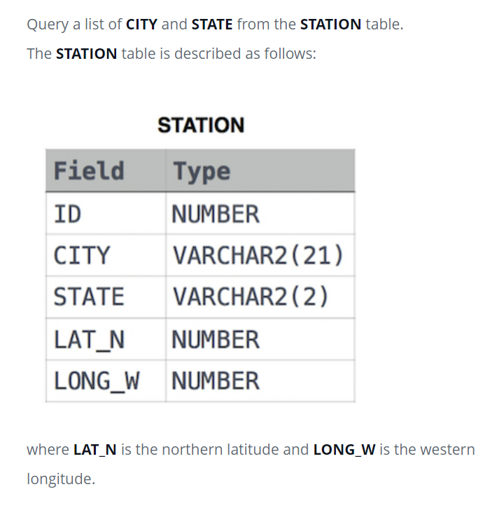 Hacker rank SQL Weather Observation Station questions with solutions 1