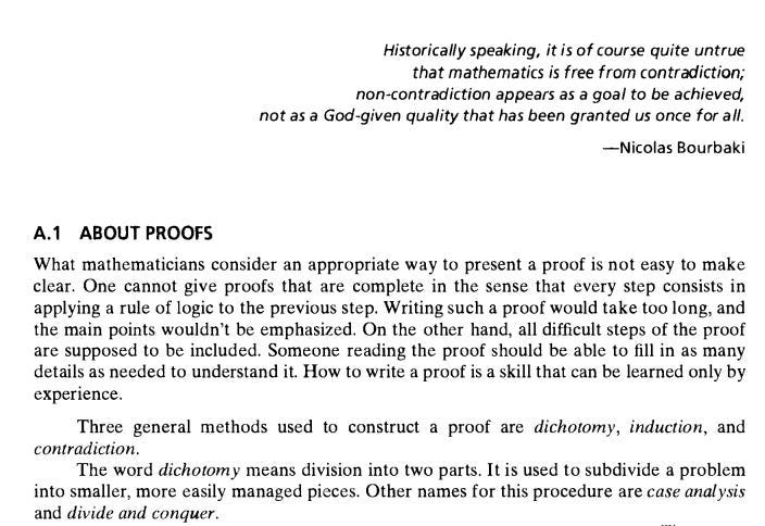 Michael Artin (Algebra 1991). Dichotomy; divide and conquer– somehow or another, we make free lunch this way. It is, and perhaps merely an artifact of human psychology, somehow easier to think of a theorem to prove as a collection of lemmas rather than as a unitary body of a problem.