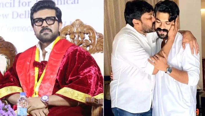Chiranjeevi’s emotional post on Charan’s doctorate Repoted..
