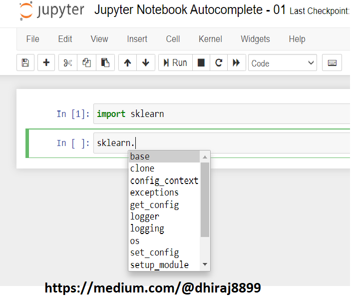 Jupyter Notebook Autocomplete, Intellisense and Menu Shortcuts For Machine  Learning | by Dhiraj K | Medium