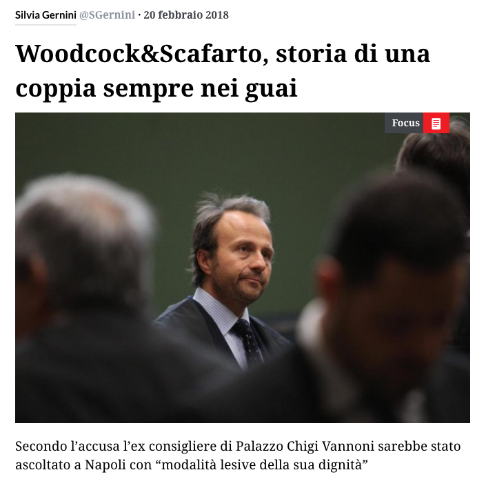 La Storia di Woodcock e di Scafarto