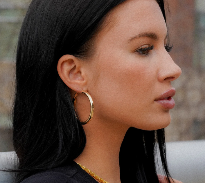 Virtue LUXE Aurora 2 Tone Hammered Star Hoop main image 1