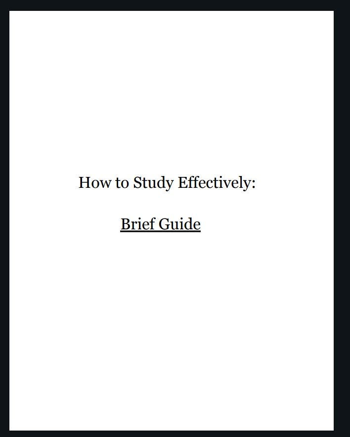 How to Study Effectively: Brief Guide.