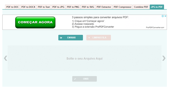Figura 06: Site de conversão de imagens para PDF. Fonte: Autoria própria.