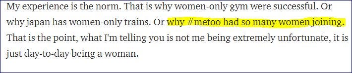 Not everyone experiences unwanted sexual attention to the extent that you do.