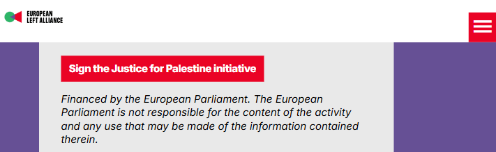 The webpage for the event states that it is financed by the European Parliament. Credit: European Left Alliance