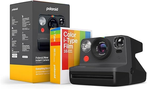 Polaroid Now 2nd Generation I-Type Instant Camera + Film Bundle — Now Black Camera + 16 Color Photos (6248)- Black. || latest technology || technology || smart technology || photography cameras || instant cameras for photography .