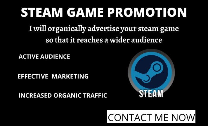Do steam game promotion, roblox game pc game online game to active audience  by Jacksonpromo