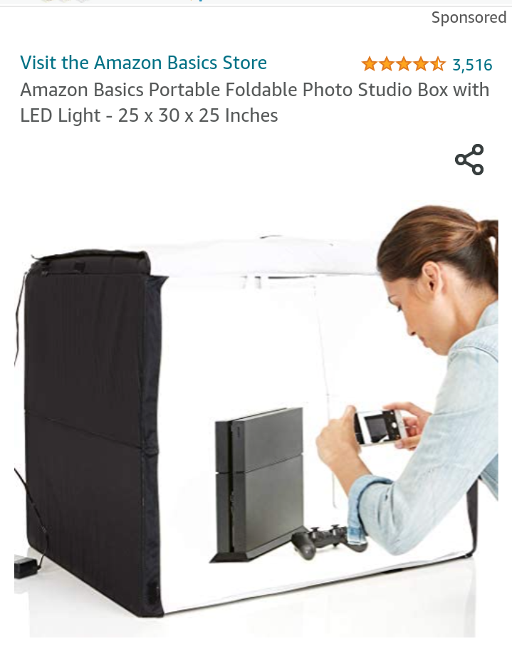 Amazon Basics Portable Foldable Photo Studio Box with LED Light 25 x