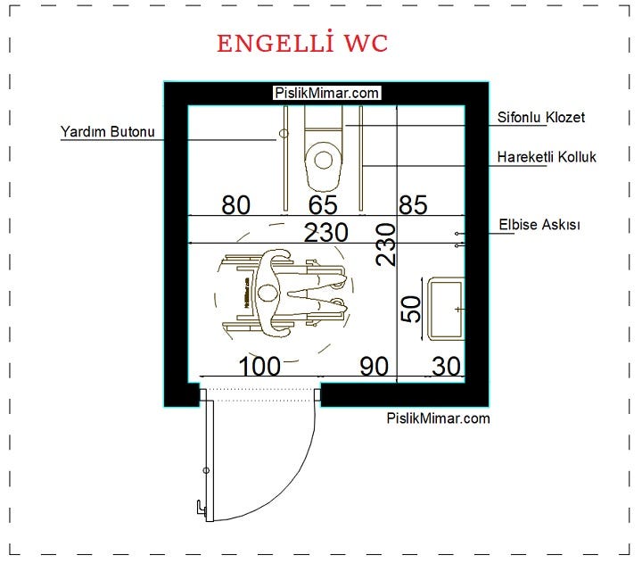Autocad Engelli Tuvalet Planı — DWG İNDİR - Free AutoCAD Blocks ...