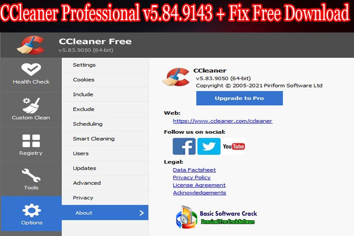 CCleaner Professional v5.84.9143 + Fix Free Download — BasicSoftwareCrack.com