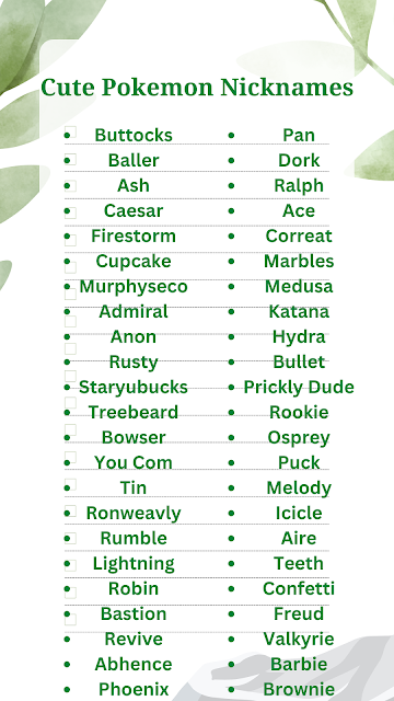 700+ Good Pokemon Nicknames