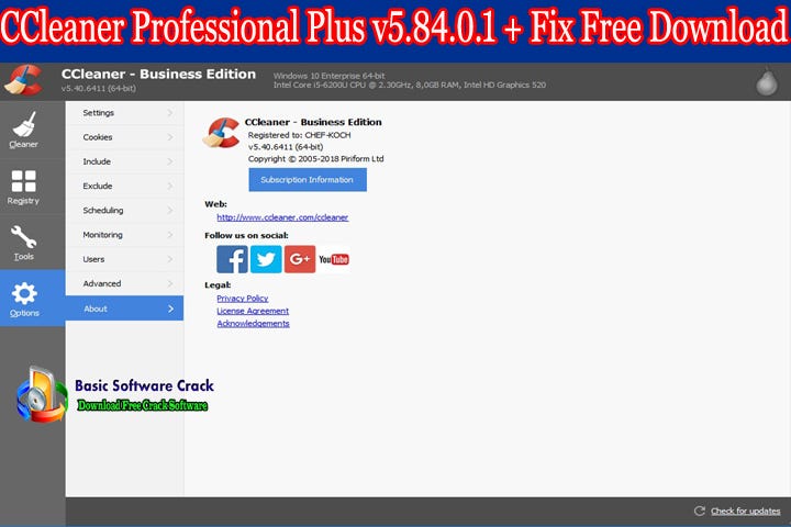 CCleaner Professional Plus v5.84.0.1 + Fix Free Download — BasicSoftwareCrack