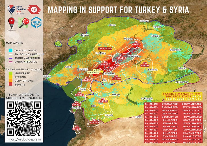 Infographic of earthquake impact and mapping projects