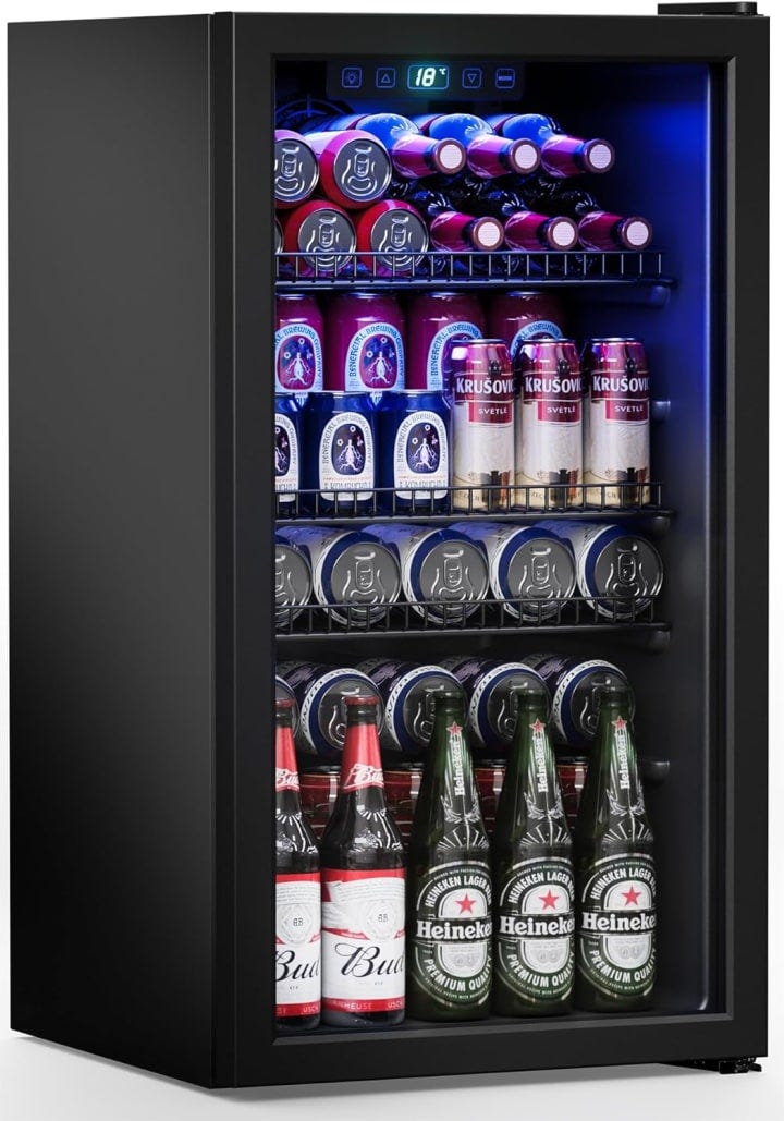 EUHOMY Beverage Refrigerator And Cooler, 126 Can Mini Fridge