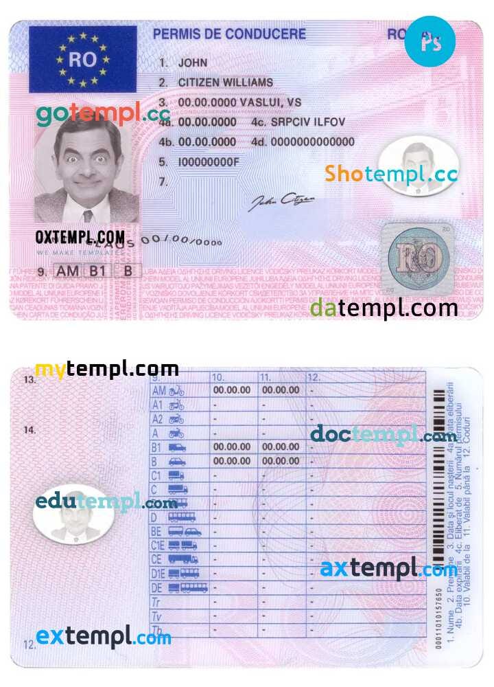 Romania driving license template in PSD format by Doctempl Jan, 2024 Medium