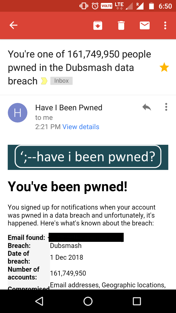 Dubsmash Account Compromised *. Sign Up in Haveibeenpwned website to… | by  Hari Harann | Medium