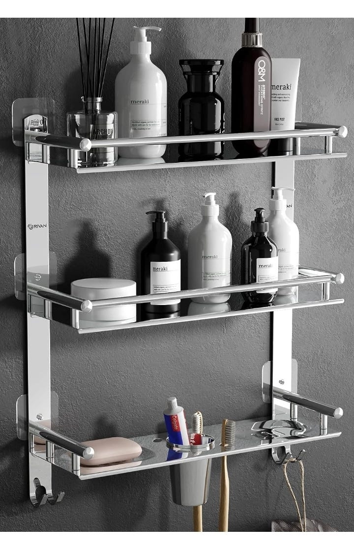 Bathroom Organizer Rack Shelves, Double Soap Dish Bathroom