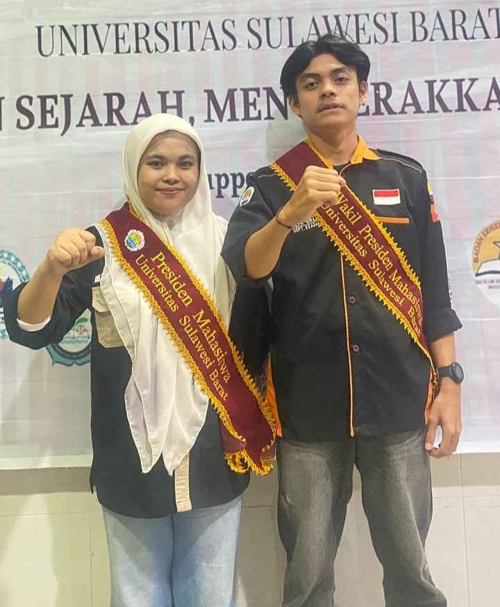 Suriani-Aldi Akhirnya Didapuk Jadi Presiden dan Wakil Presiden Mahasiswa Unsulbar