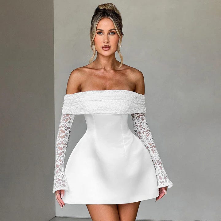 Elegant White Georgianna Mini Dress | Qorsage California Women’s Fashion