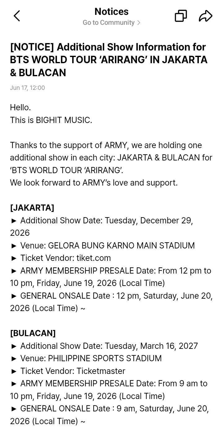 Great News for Indonesian ARMYs: BTS’s Concert in Indonesia Has Been Extended by One Day!