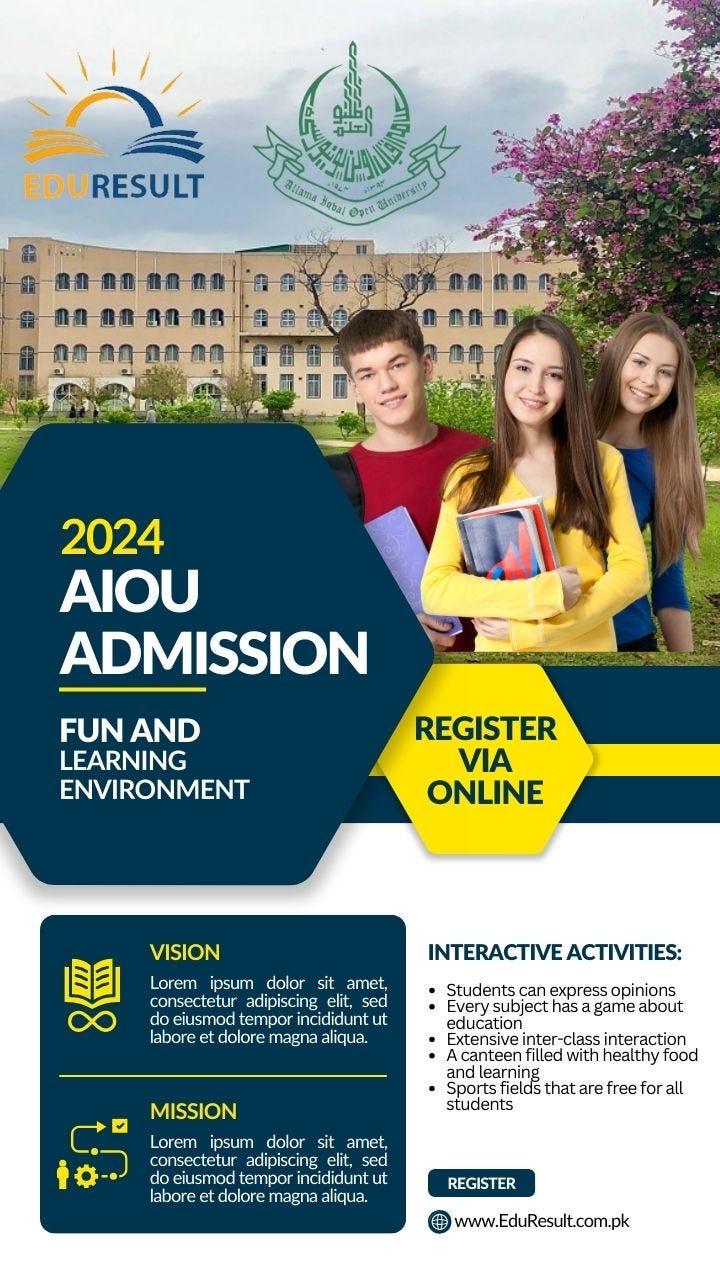 AIOU Admission 2024 Online Apply. aiou.edu.pk admission 2024 — Allama