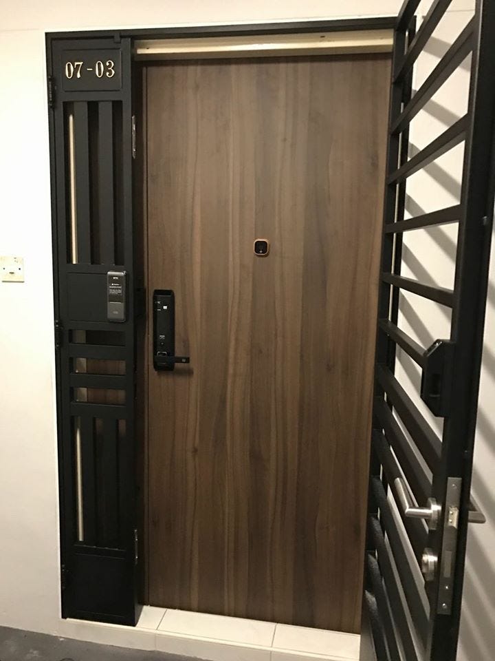 Singapore Country Style Fire Rated Door with Epic Fingerprint Korea