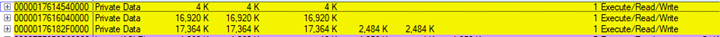 Using vmmap from SysInternals to view memory protections.