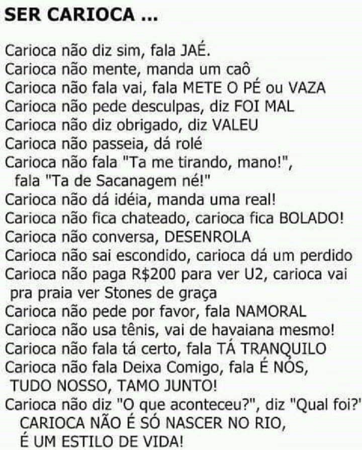 O falar carioca ensinado via internet - O nosso idioma - Ciberdúvidas da  Língua Portuguesa