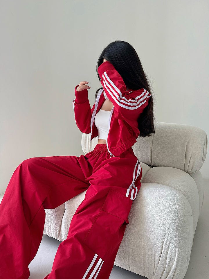 Stay Comfy and Stylish with the Adrien Solid Color Triple Stripes Zip Up  Sweatshirt Baggy Loose Sweatpants Matching Set" | by KINGSVENTURES | Medium