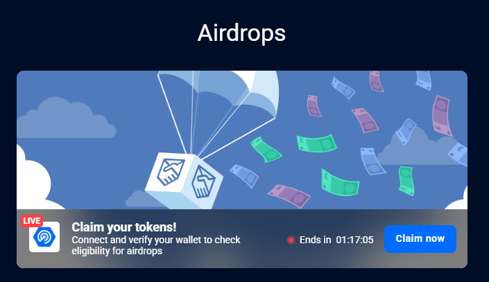 DappRadar Airdrops Page