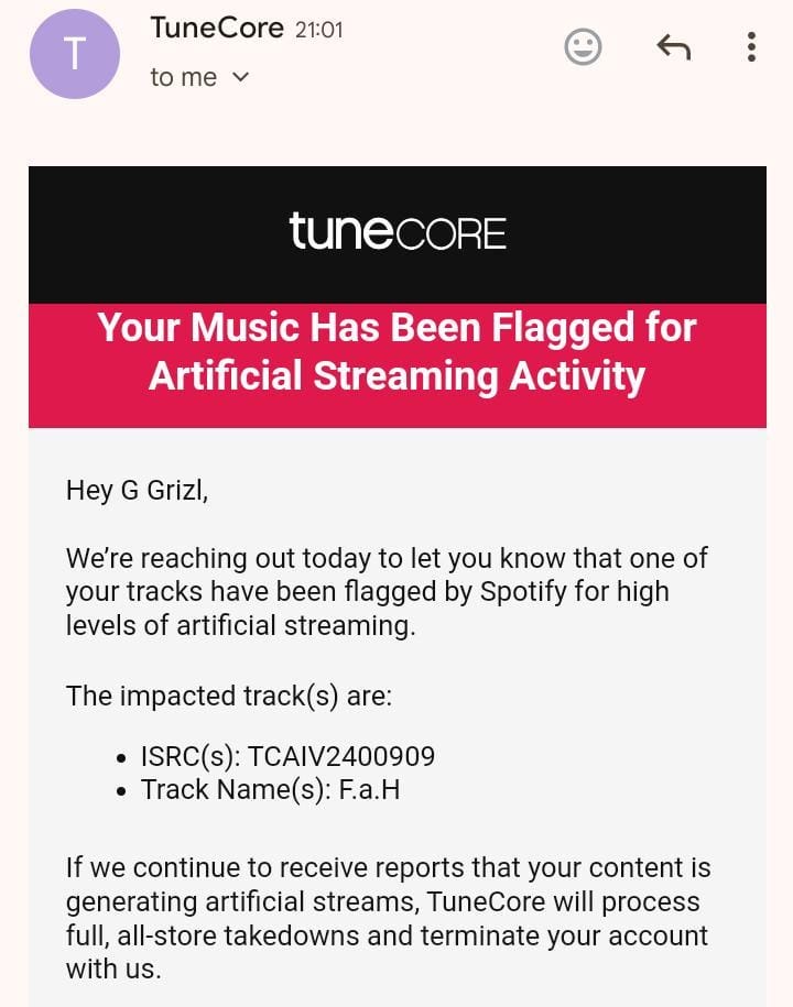 Rapper Ggrizl Threatens Legal Action Against TuneCore Over Fake Streaming Allegations