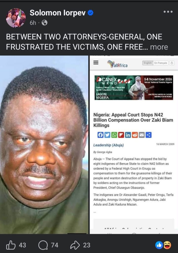 FACT CHECK: Did Chief Michael Aondoakaa Frustrate Compensation for Victims of the 2001 Zaki Biam…