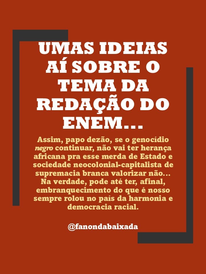 UMAS IDEIAS AÍ SOBRE O TEMA DA REDAÇÃO DO ENEM…